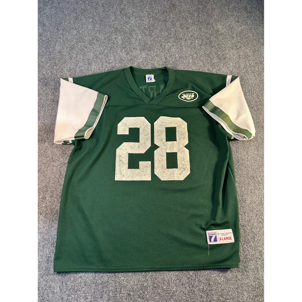 Vintage Logo 7 NY Jets Curtis Martin 28 Jersey Mens XL Green Made in USA‎ NFL